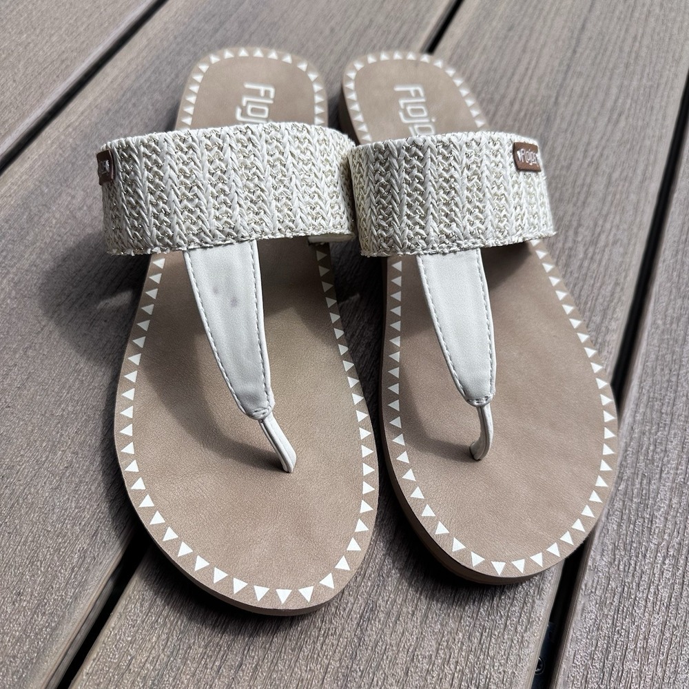 Flojos Women's Grace Flip-Flop Brown Beige Size 8 NWOT‎